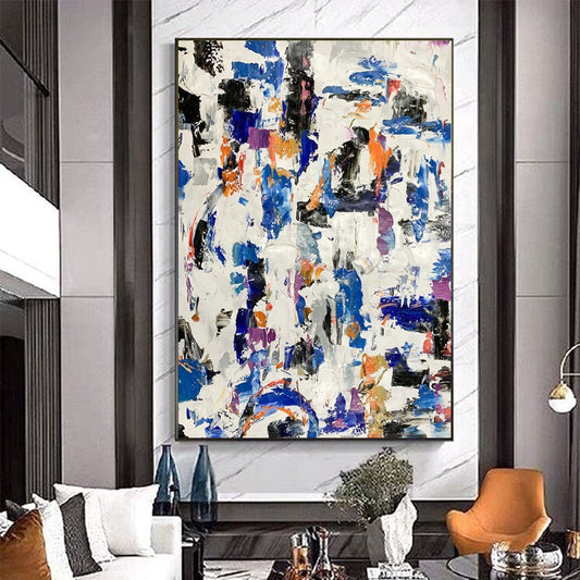 Vibrant Abstract Oil Painting Inspired by Macau's Colorful Culture and Architecture