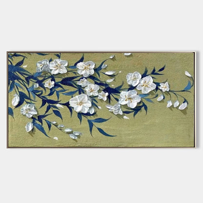 Elegant Floral Oil Painting for Modern Home Decor - Wabi-Sabi Inspired Wall Art