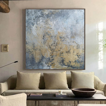 Modern Yellow and Grey Abstract Oil Painting for Contemporary Home Decor