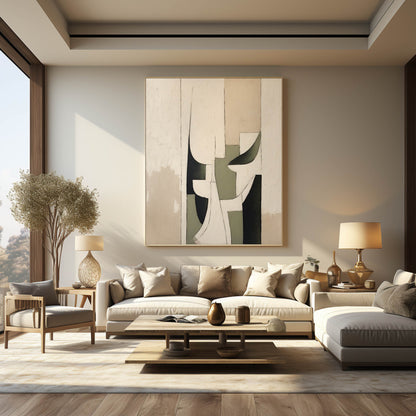 Abstract Neutral Tones Oil Painting for Contemporary Home Decor