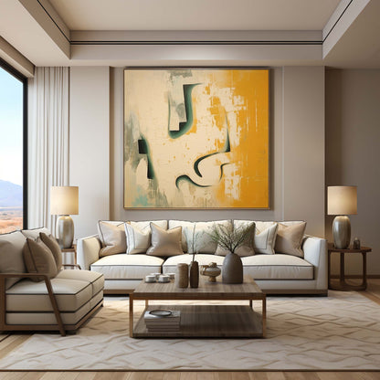 Modern Wabi-Sabi Abstract Oil Painting for Elegant Home Decor