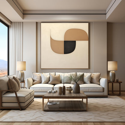 Abstract Geometric Minimalist Oil Painting for Modern Home Decor