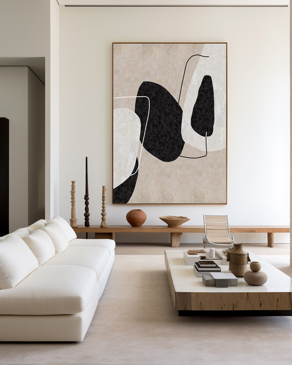 Contemporary Abstract Oil Painting with Modern Minimalist Design Elements