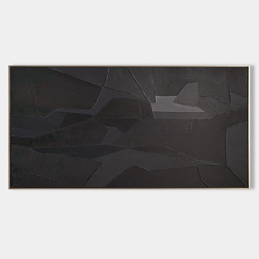 Contemporary Black Abstract Oil Painting for Modern Home Decor