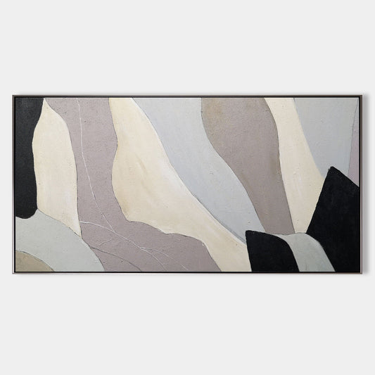 Modern Minimalist Abstract Oil Painting in Soothing Earth Tones for Contemporary Decor