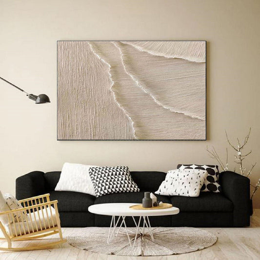 Serene Coastal Abstract Oil Painting for Elegant Home Decor