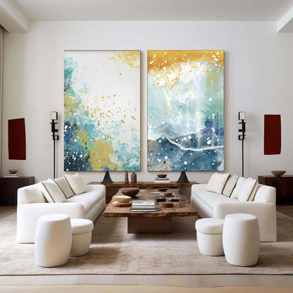 Vibrant Abstract Oil Painting Duo for Modern Home Décor