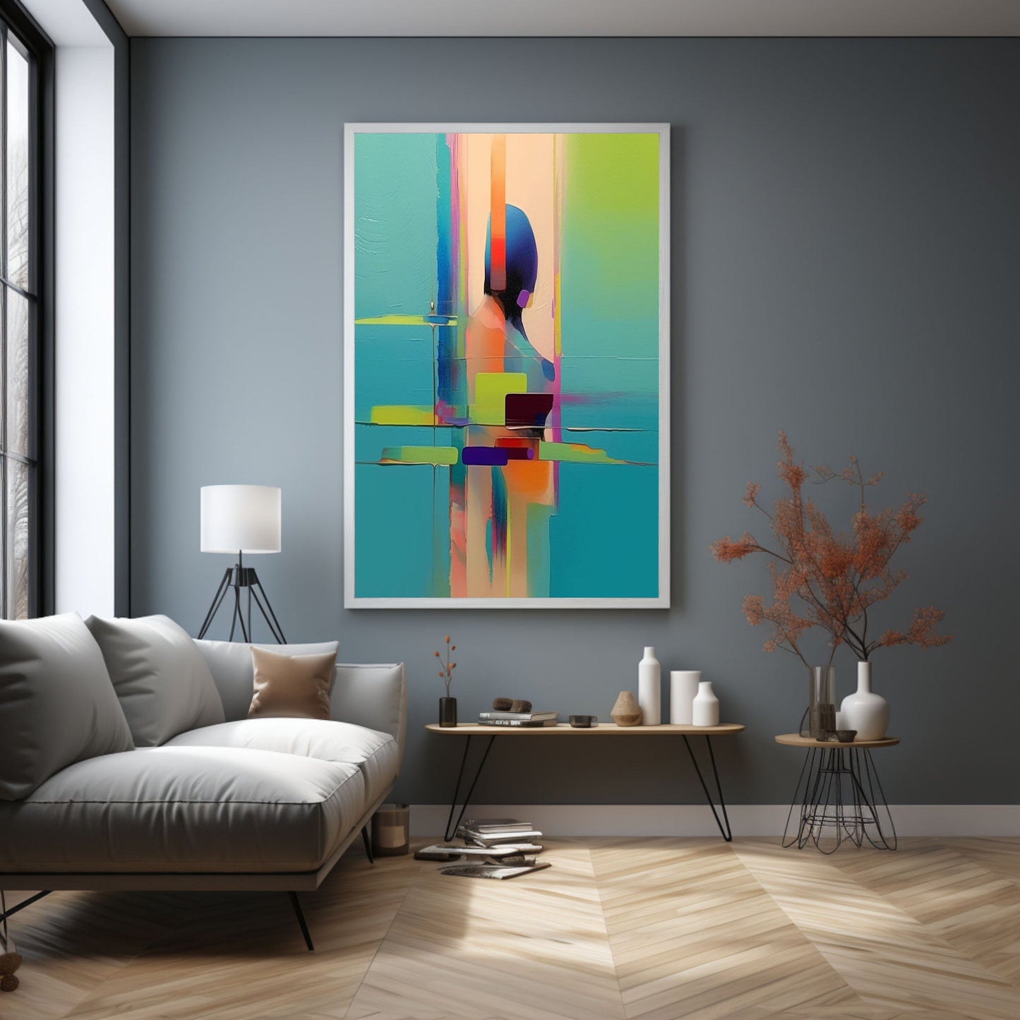 Vibrant Abstract Figure Oil Painting for Modern Home Decor