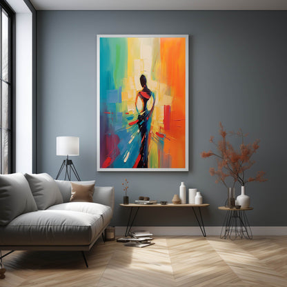 Vibrant Abstract Oil Painting of a Figure in Motion | Colorful Palette Art