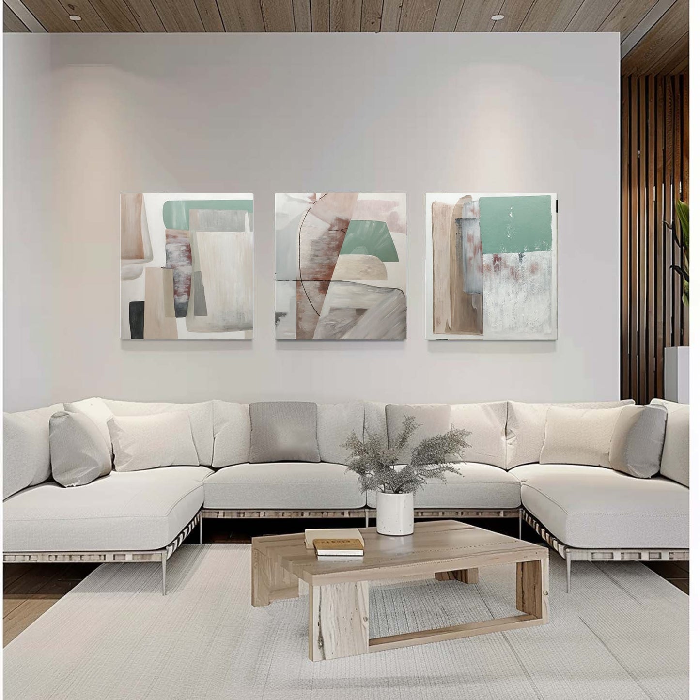 Stylish Abstract Triptych Oil Paintings for Modern Home Decor