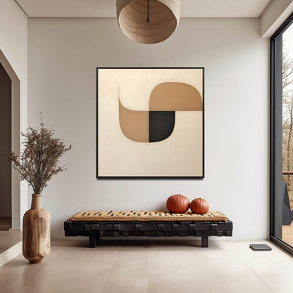 Abstract Geometric Minimalist Oil Painting for Modern Home Decor