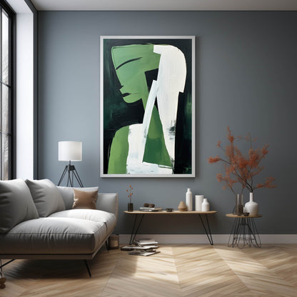 Abstract Green Figure: Modern Minimalist Oil Painting for Contemporary Art Lovers