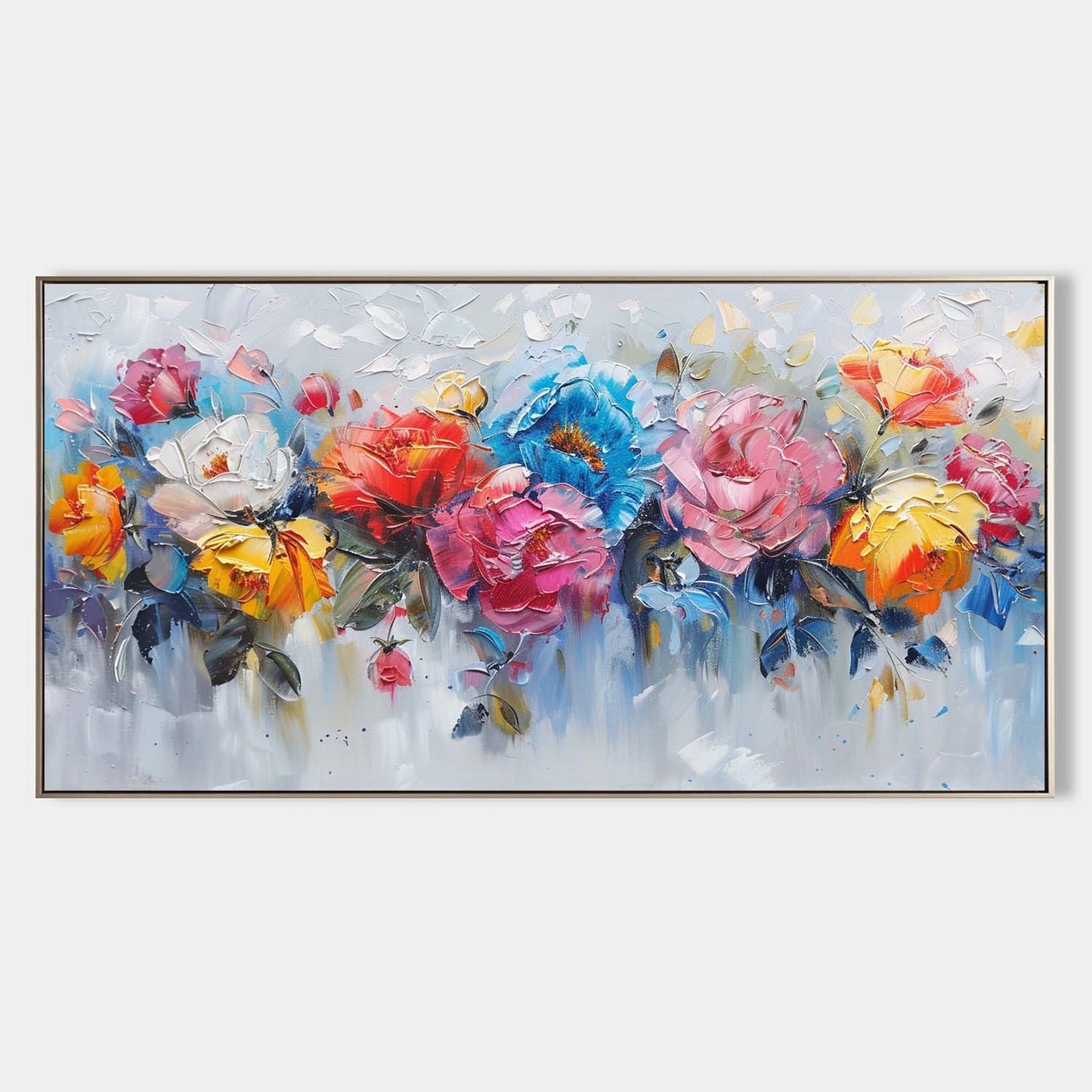 Vibrant Floral Abstract Oil Painting for Modern Home Decor