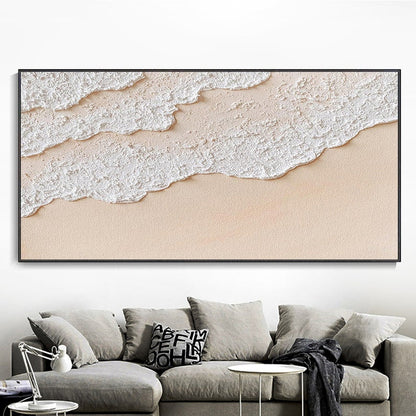 Tranquil Ocean Waves on Sandy Beach Oil Painting for Serene Home Decor