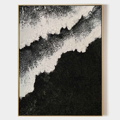 Abstract Black and White Textured Oil Painting for Modern Home Decor