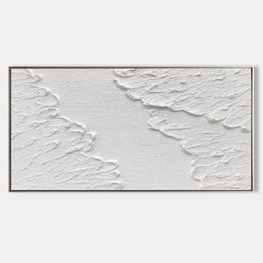 Textured White Abstract Oil Painting for Modern Home Decor