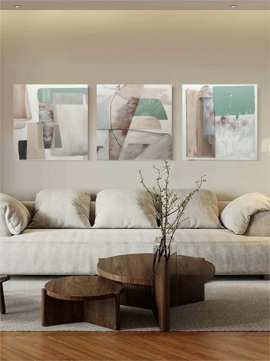 Stylish Abstract Triptych Oil Paintings for Modern Home Decor