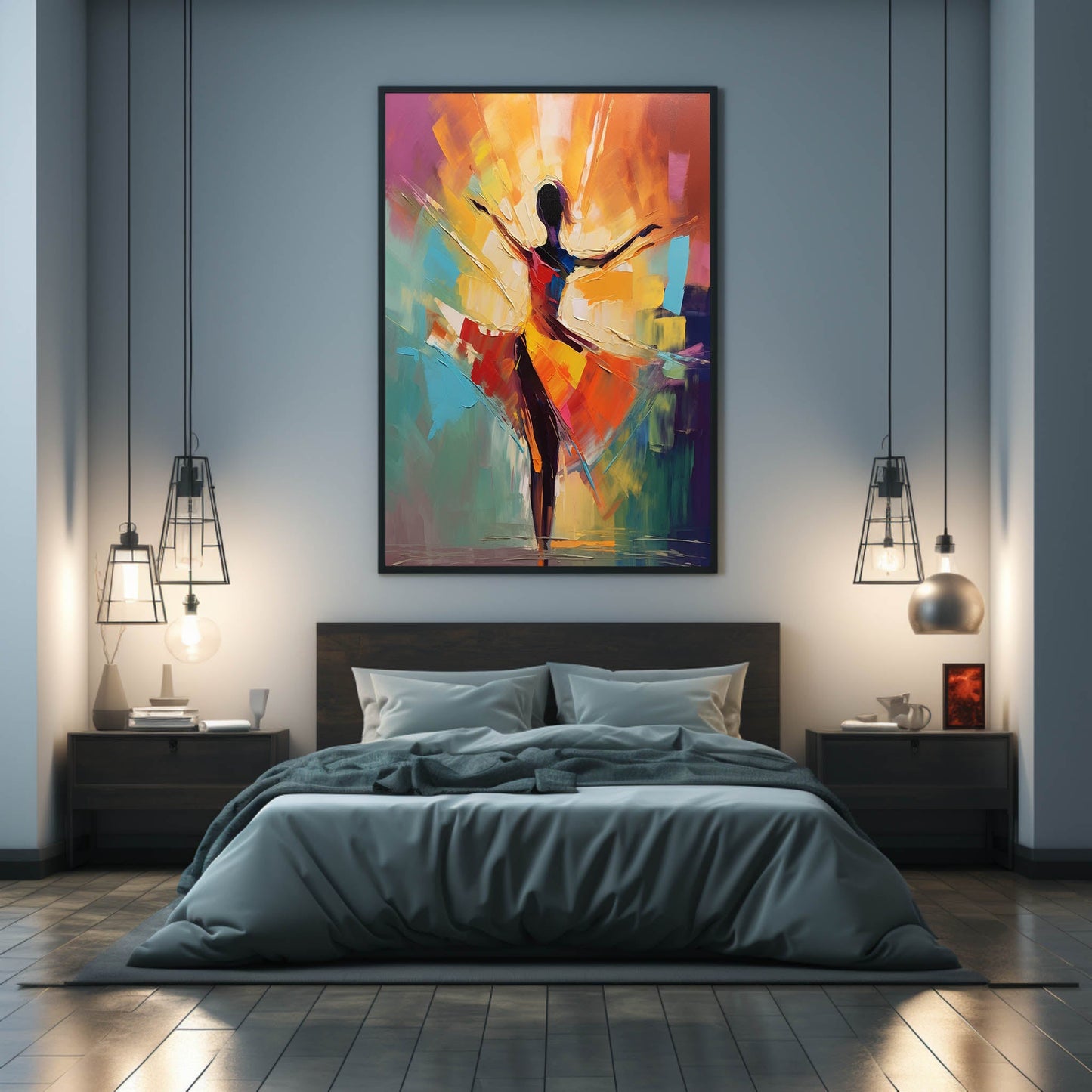 Vibrant Dancer Oil Painting - Colorful Abstract Art for Modern Home Decor