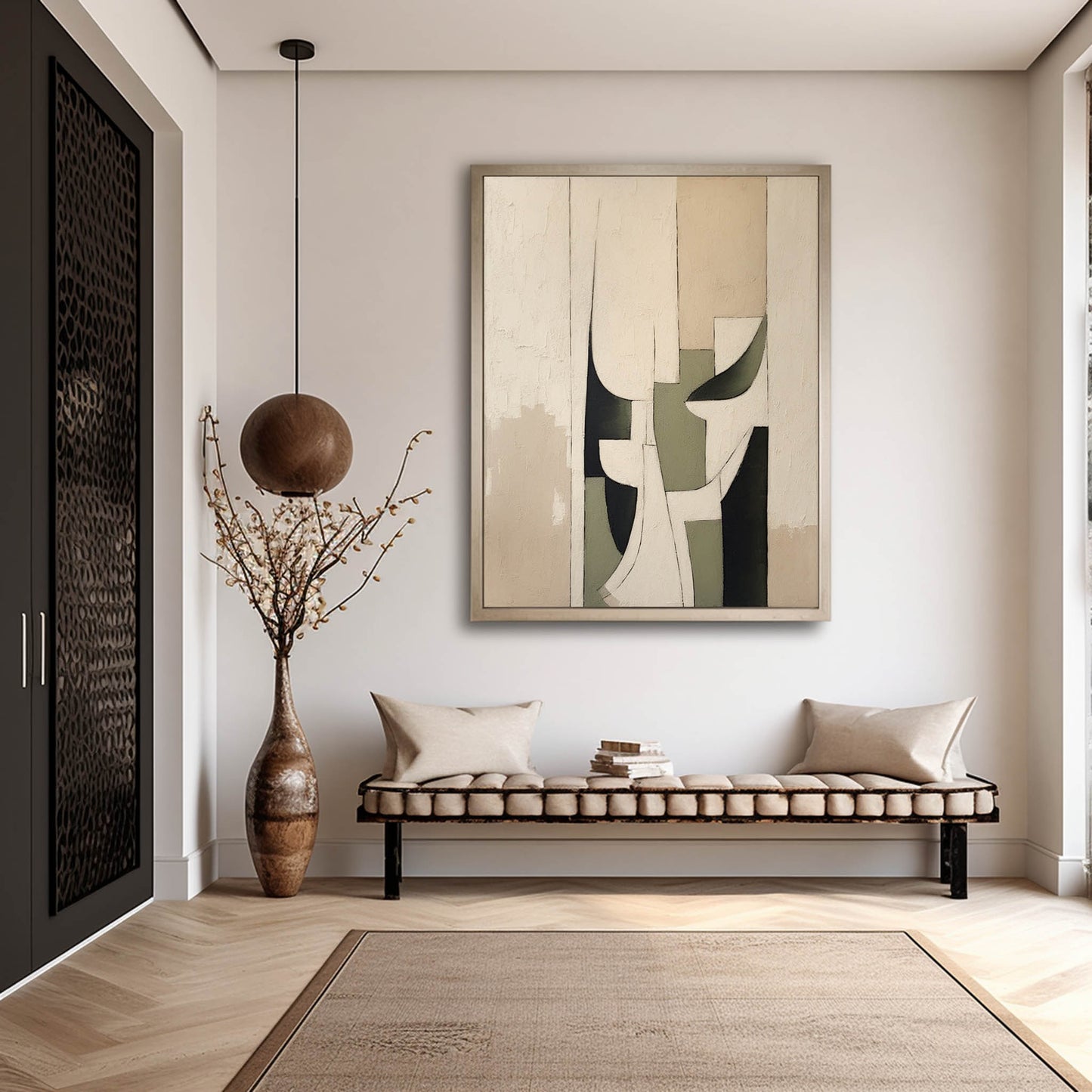 Abstract Neutral Tones Oil Painting for Contemporary Home Decor