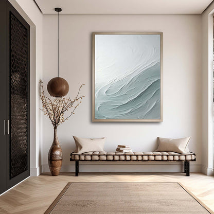 Textured Modern Oil Painting with Soft Waves and Subtle Tones for Elegant Decor