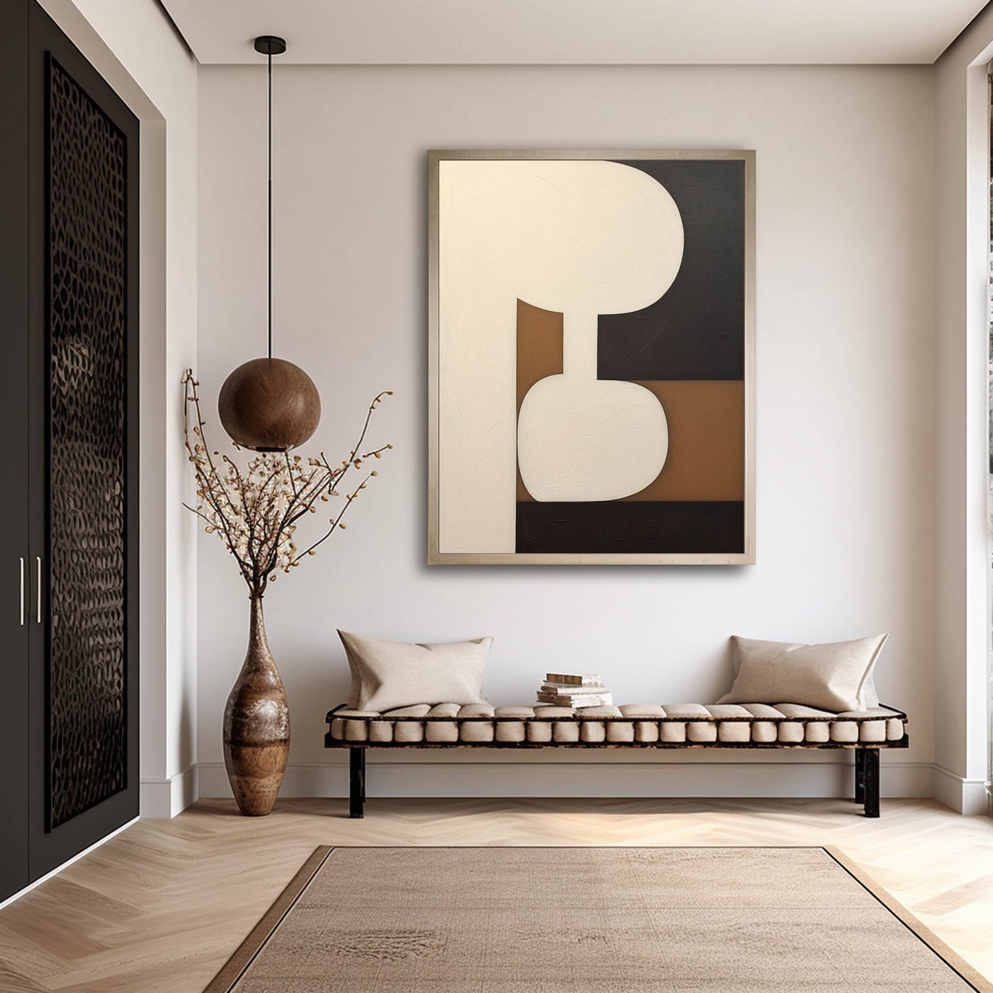 Abstract Minimalist Oil Painting in Earth Tones - Modern Wall Art Decor