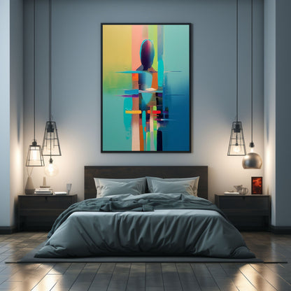 Abstract Human Figure Oil Painting in Vibrant Colors for Modern Art Decor