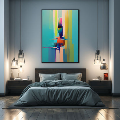 Vibrant Abstract Oil Painting with Colorful Brush Strokes and Flowing Shapes