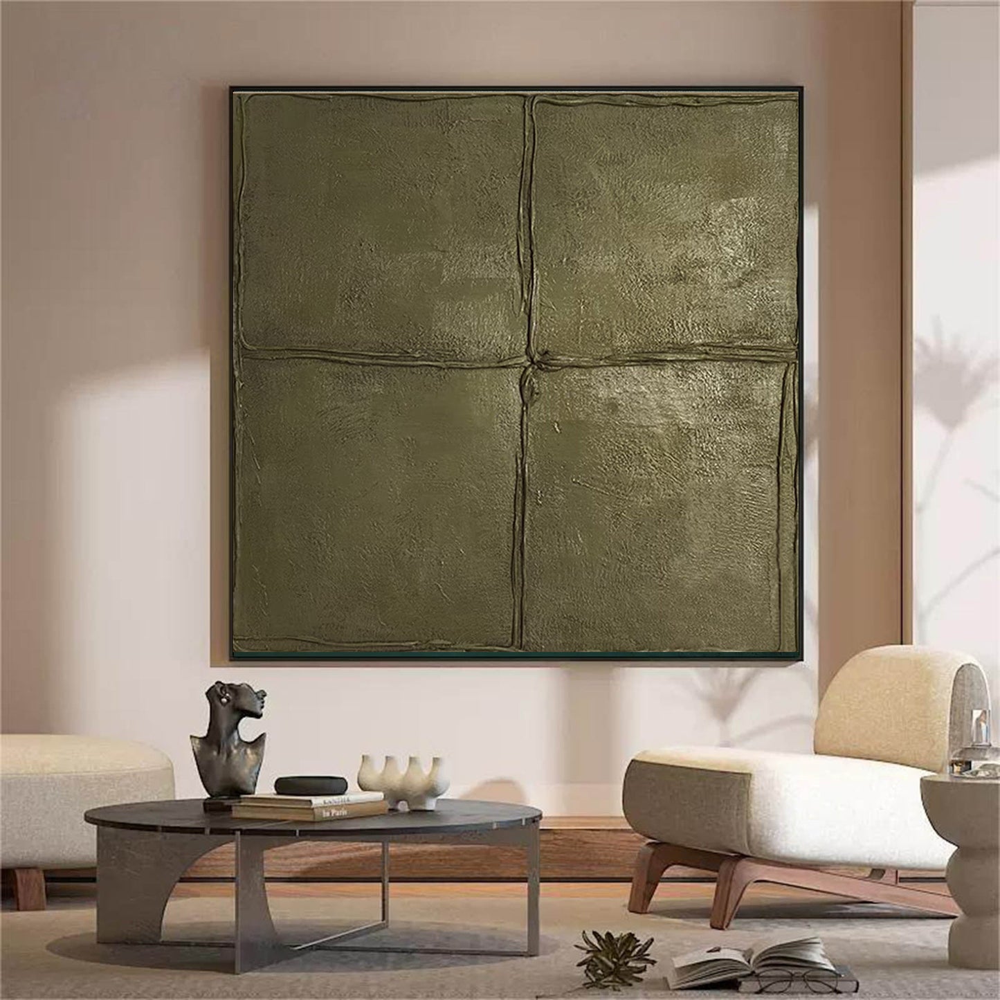 Modern Wabi-Sabi Abstract Oil Painting for Minimalist Wall Decor