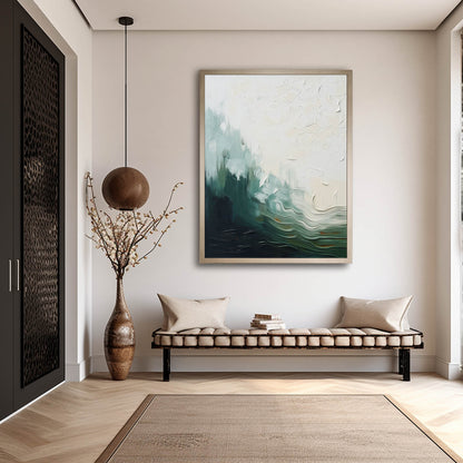 Serene Abstract Ocean Landscape Oil Painting with Texture and Soft Tones