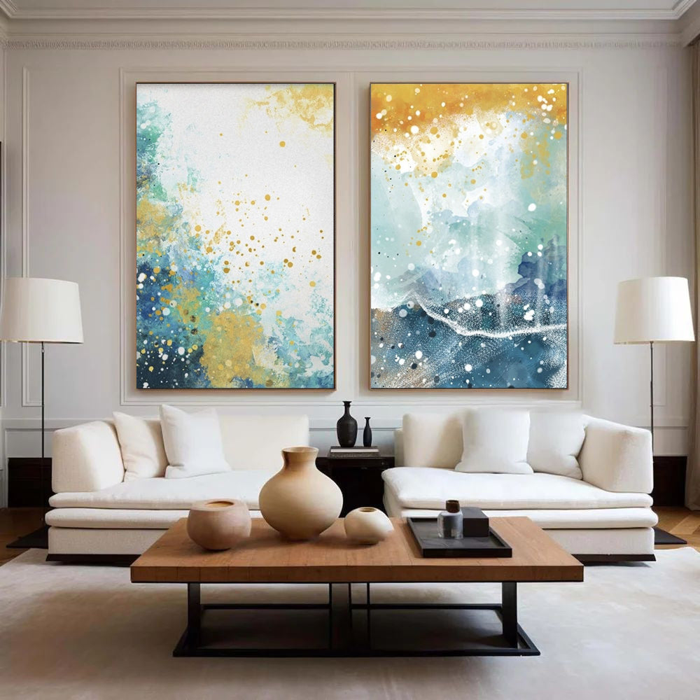 Vibrant Abstract Oil Painting Duo for Modern Home Décor