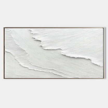 Modern White Textured Oil Painting for Minimalist Home Decor