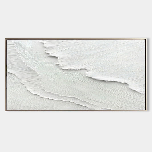 Modern White Textured Oil Painting for Minimalist Home Decor