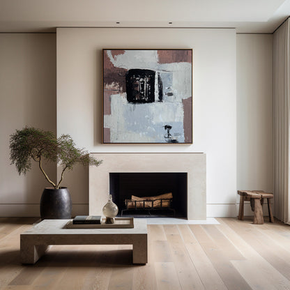 Contemporary Abstract Oil Painting with Neutral Tones for Modern Decor