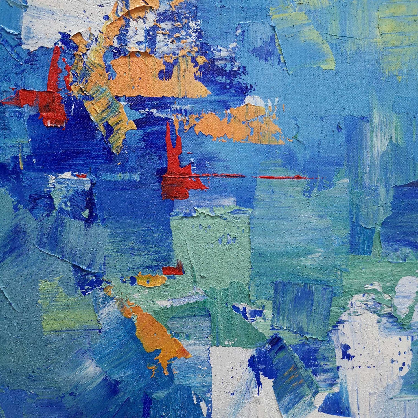 Vibrant Blue Abstract Oil Painting for Modern Art Enthusiasts