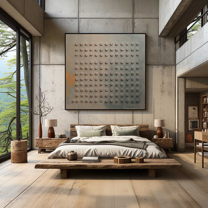 Minimalist Wabi-Sabi Inspired Textured Oil Painting for Modern Home Decor