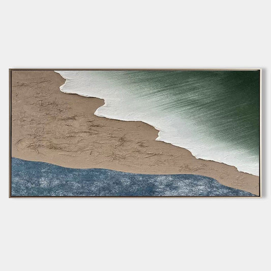 Abstract Coastal Landscape Oil Painting with Textured Finish