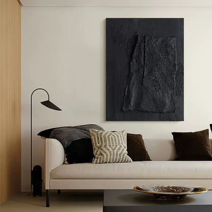 Textured Black Abstract Oil Painting for Modern Wall Decor