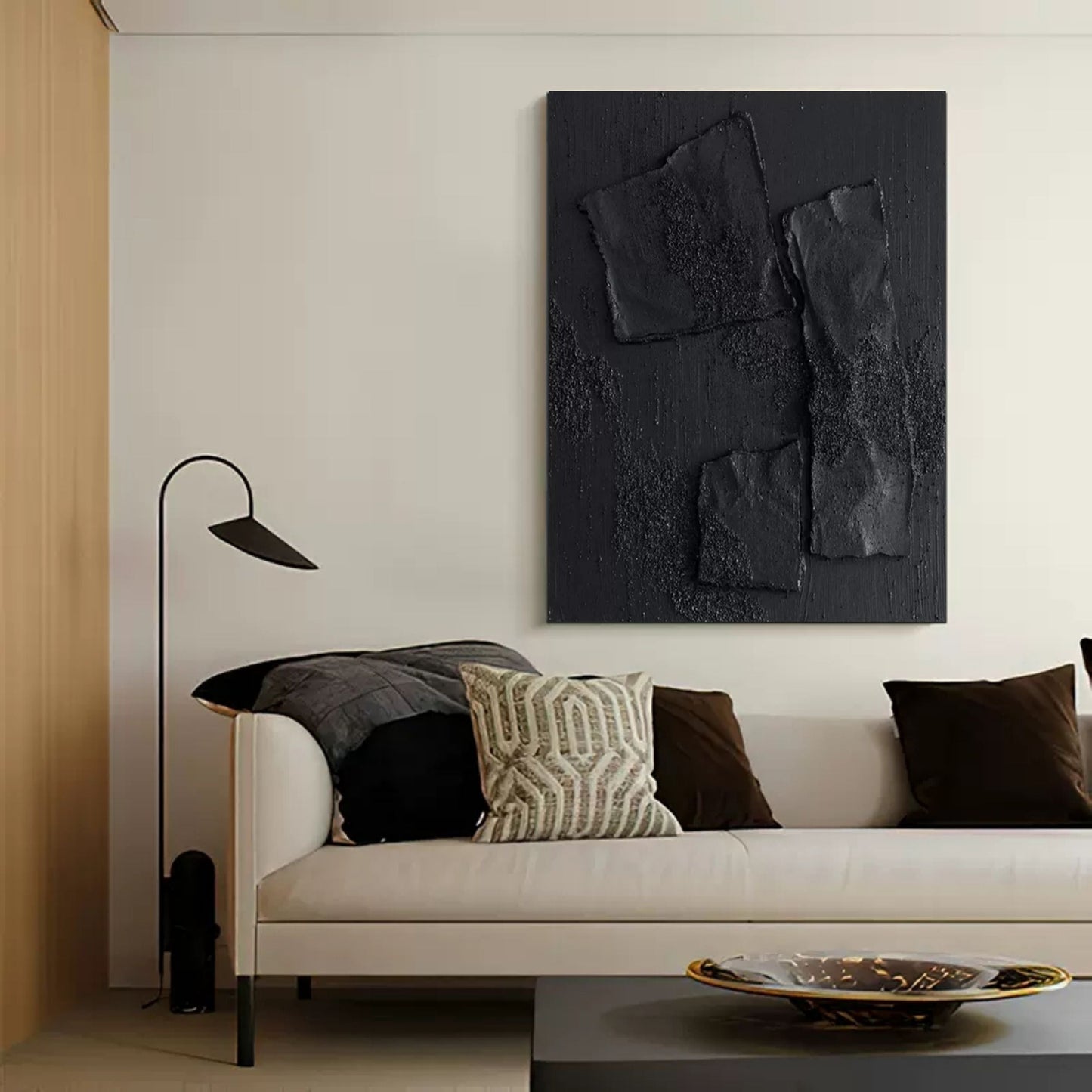 Modern Wabi-Sabi Abstract Black Wall Art for Contemporary Home Decor