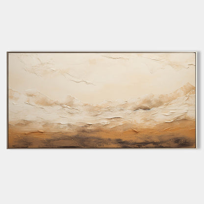 Serene Abstract Oil Painting of Mountain Landscape with Warm Earth Tones