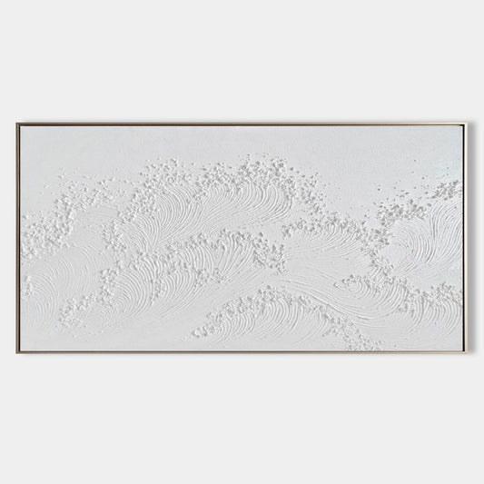 Textured White Abstract Oil Painting for Modern Home Décor