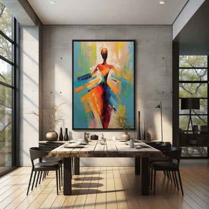 Vibrant Abstract Dance Oil Painting for Modern Home Decor