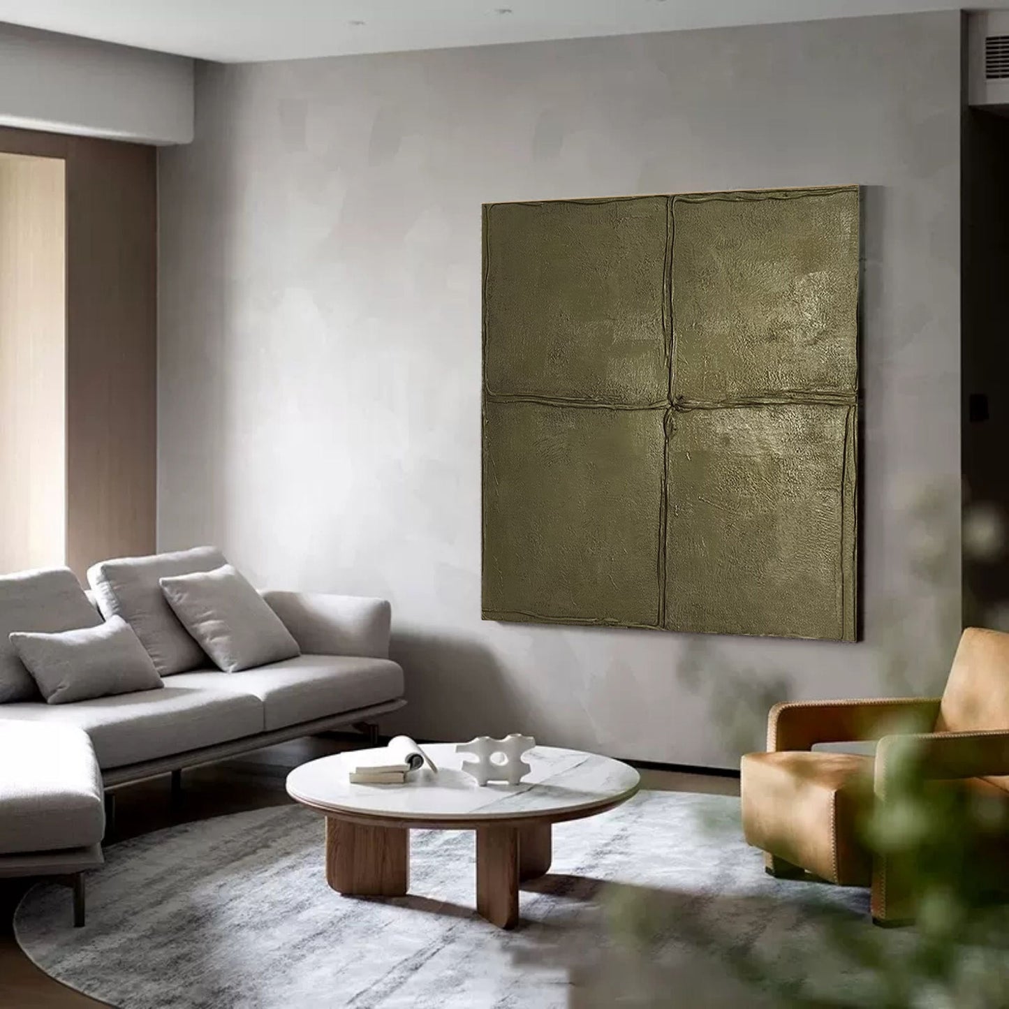 Modern Wabi-Sabi Abstract Oil Painting for Minimalist Wall Decor