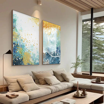 Vibrant Abstract Oil Painting Duo for Modern Home Décor