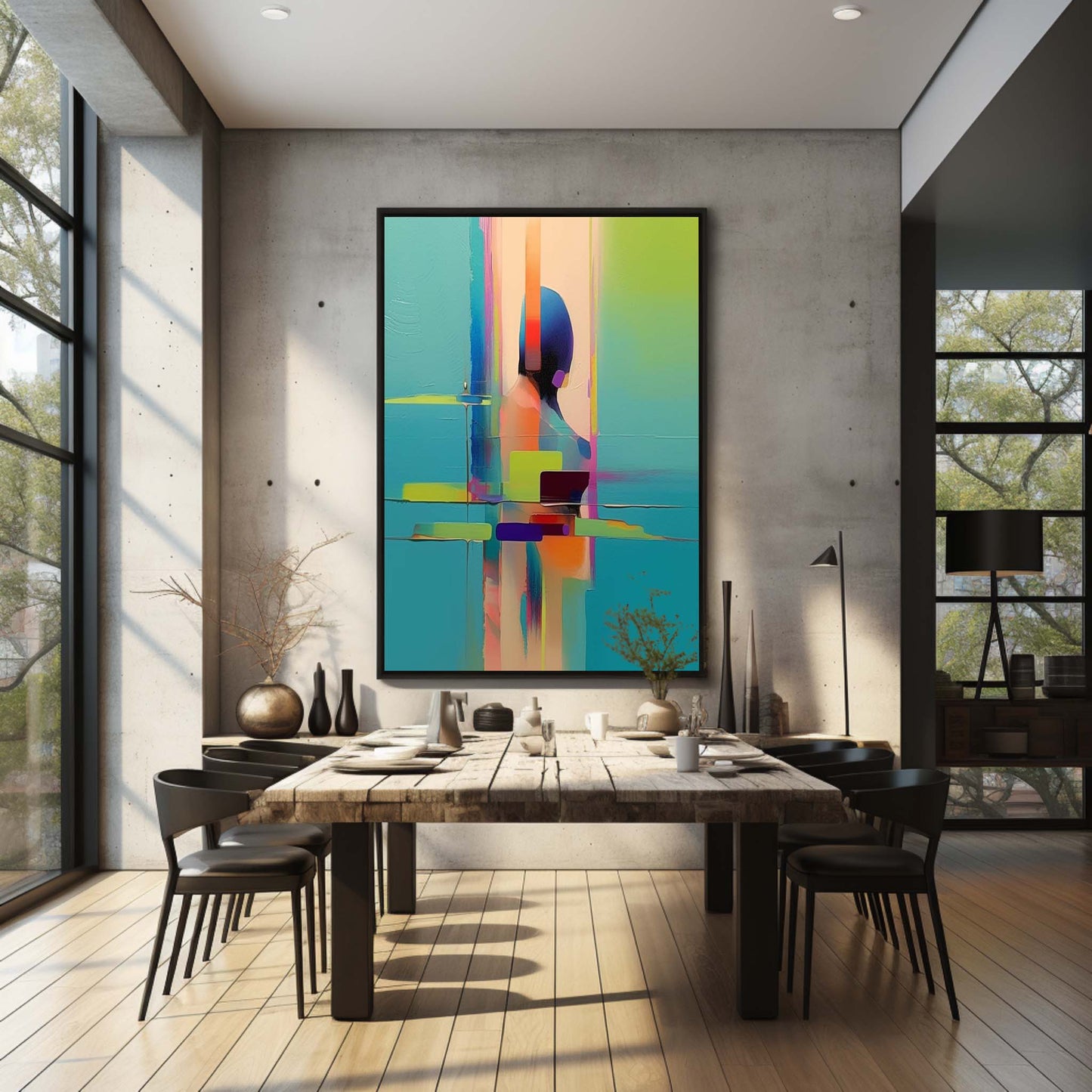 Vibrant Abstract Figure Oil Painting for Modern Home Decor