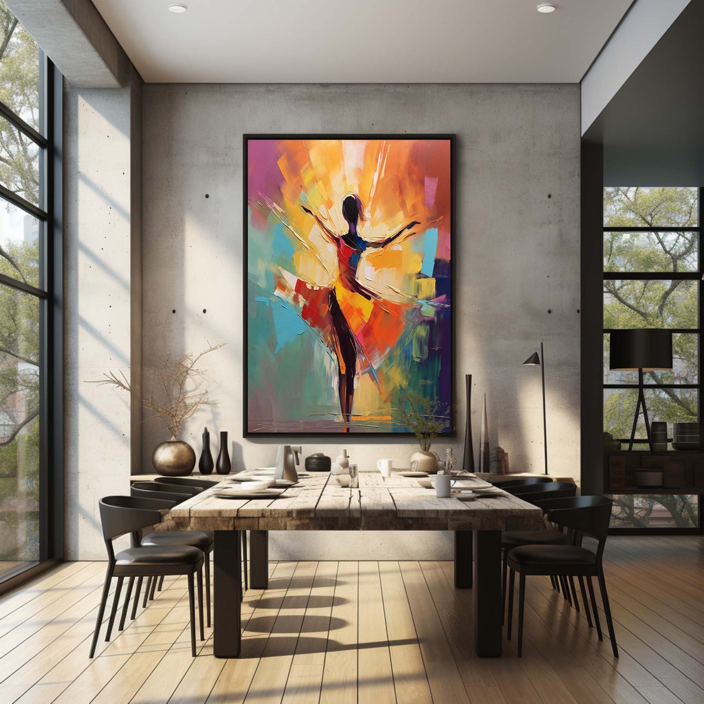 Vibrant Dancer Oil Painting - Colorful Abstract Art for Modern Home Decor