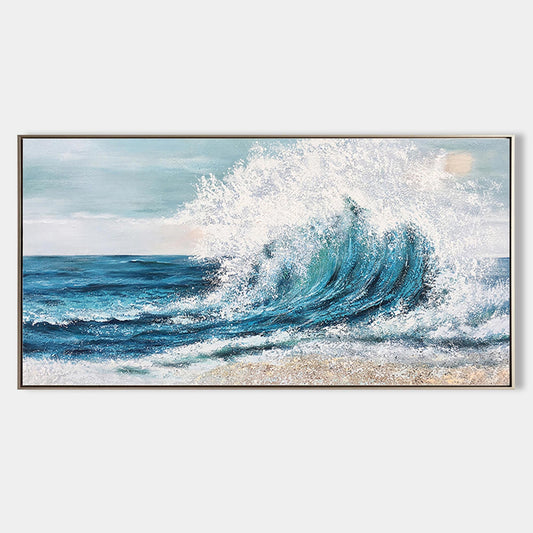 Dynamic Ocean Wave Oil Painting for Coastal Home D√©cor