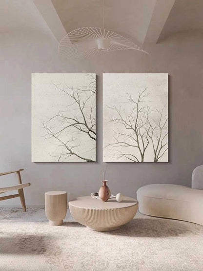 Serene Abstract Tree Canvas Duo for Modern Home D√©cor