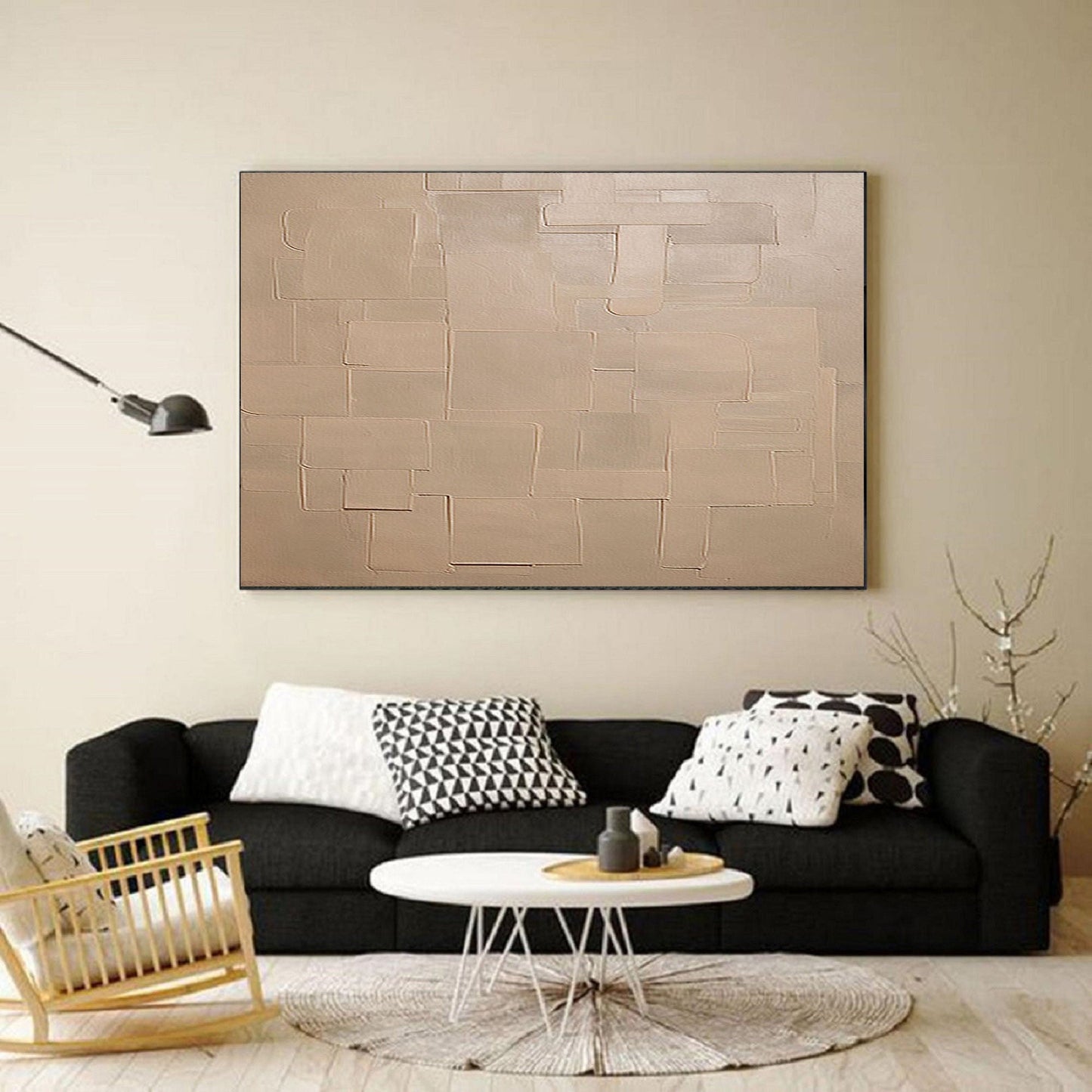 Neutral Tones Abstract Oil Painting for Modern Home Décor