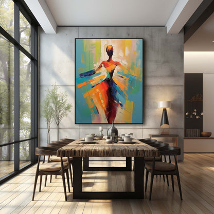 Vibrant Abstract Dance Oil Painting for Modern Home Decor