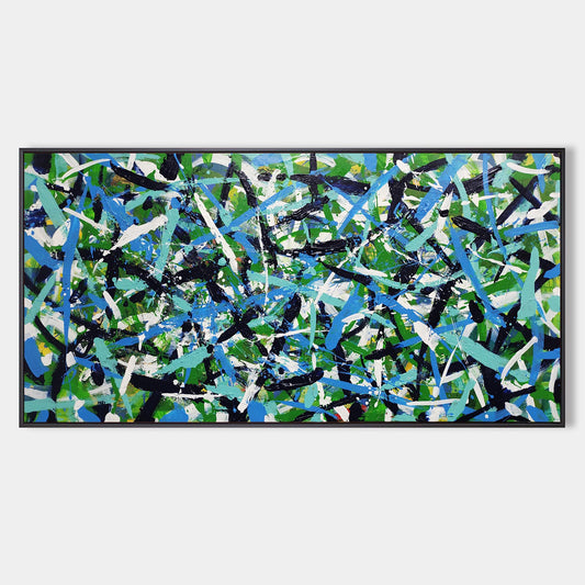 Vibrant Green Abstract Oil Painting for Modern Home Decor